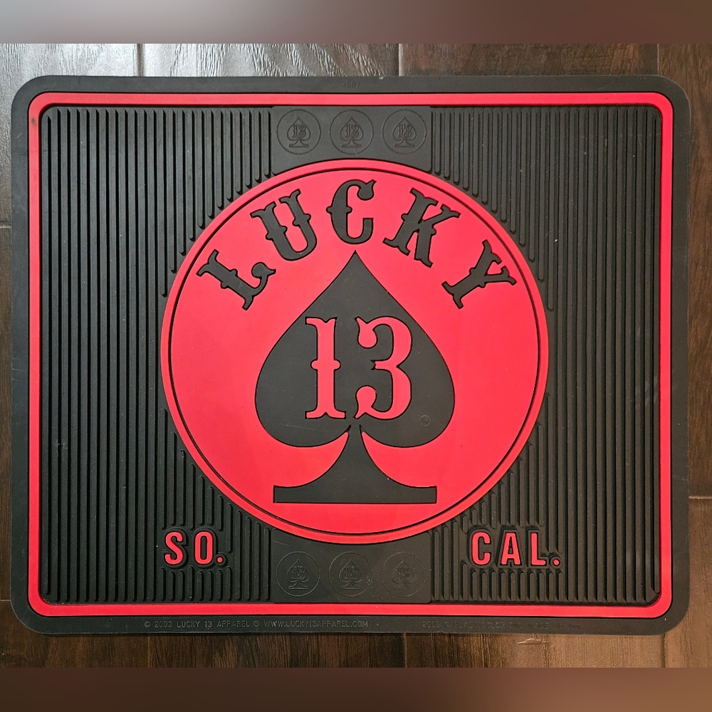 Vintage Lucky 13 Rubber Spade Utility Mat for entryway, car, garage